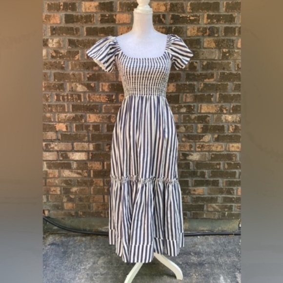 La Ligne Lottie flutter sleeve midi Dress Ivory Small Vacation family photos - Picture 5 of 15